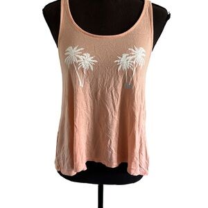 PINK Women's Peach Tank Top with Palm Tree Design